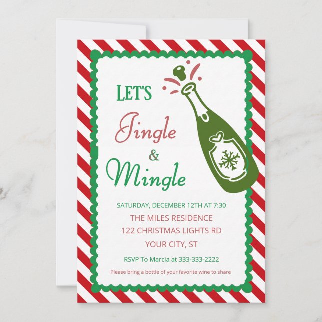 Jingle och Mingle Julfirande Cocktailfest Inbjudningar (Framsida)