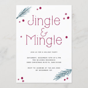 Jingle och Mingle Julfoliage Party Inbjudningar