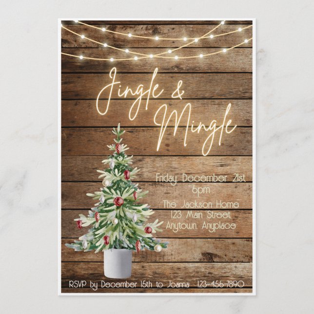 Jingle och Mingle Julinbjudan Inbjudningar (Framsida)