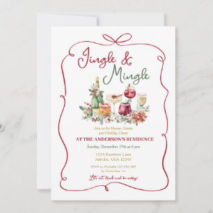 Jingle och Mingle Julmiddag Hand plockade Inbjudningar