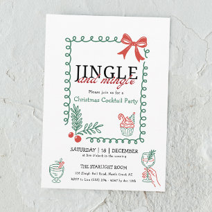 Jingle och mingle klotter jul cocktailfest inbjudningar
