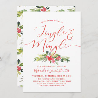 Jingle och Mingle Merry Mistletoe jul Party Inbjudningar