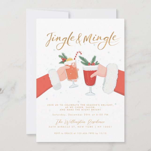 Jingle och Mingle minimum jul Cocktail Party Inbjudningar (Framsida)