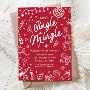 Jingle och Mingle Party Inbjudan, Party, jul Inbjudningar