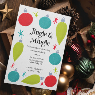 Jingle och Mingle Retro-julen Party Inbjudningar