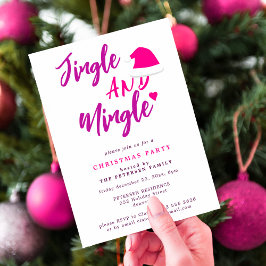 Jingle och Mingle rosa-skript jul party Inbjudningar