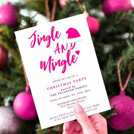 Jingle och Mingle rosa-skript jul party Inbjudningar