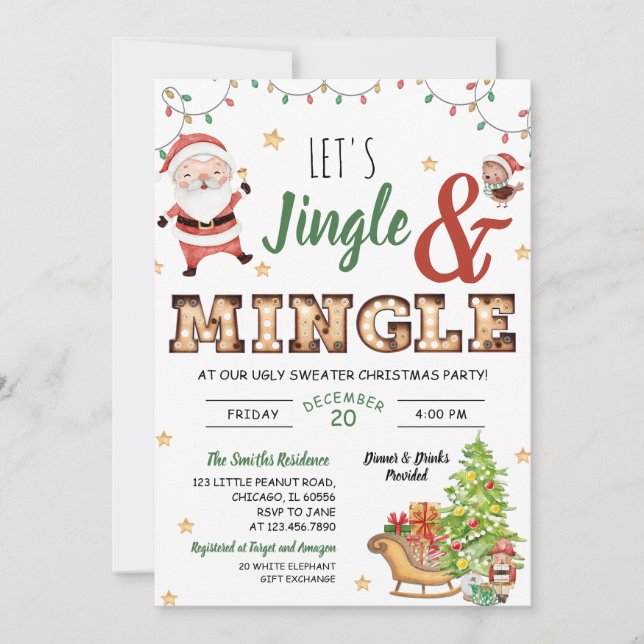 Jingle och Mingle Ugly Sweater Party Inbjudningar (Framsida)