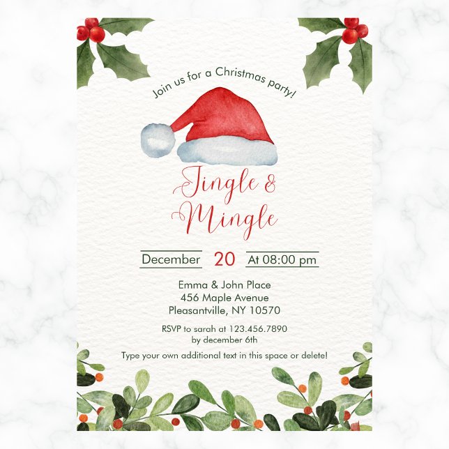 Jingle och Mingle Watercolor Party Inbjudningar (Skapare uppladdad)