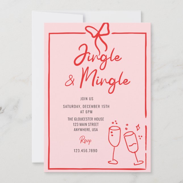 Jingle och Mingle Whimsical Julfest Inbjudningar (Framsida)