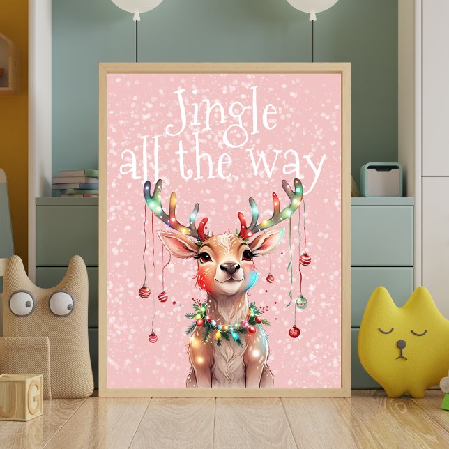 Jingle på hela vägen renar och jul Ljus Poster (Skapare uppladdad)
