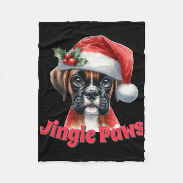 Jingle Paws And Boxer Dog Joy T Shirt  Fleecefilt (Framsidan)