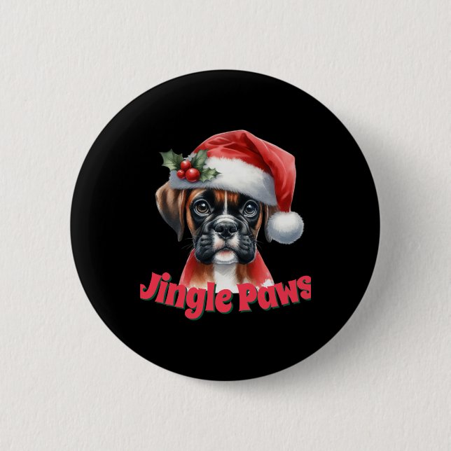 Jingle Paws And Boxer Dog Joy T Shirt  Knapp (Framsida)