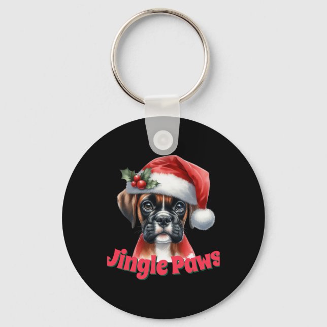 Jingle Paws And Boxer Dog Joy T Shirt  Nyckelring (Framsida)