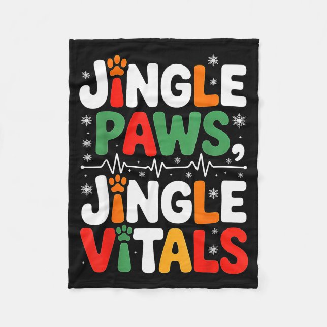 Jingle Paws Jingle Vitals Funny Vet Nurse Xmas  Fleecefilt (Framsidan)