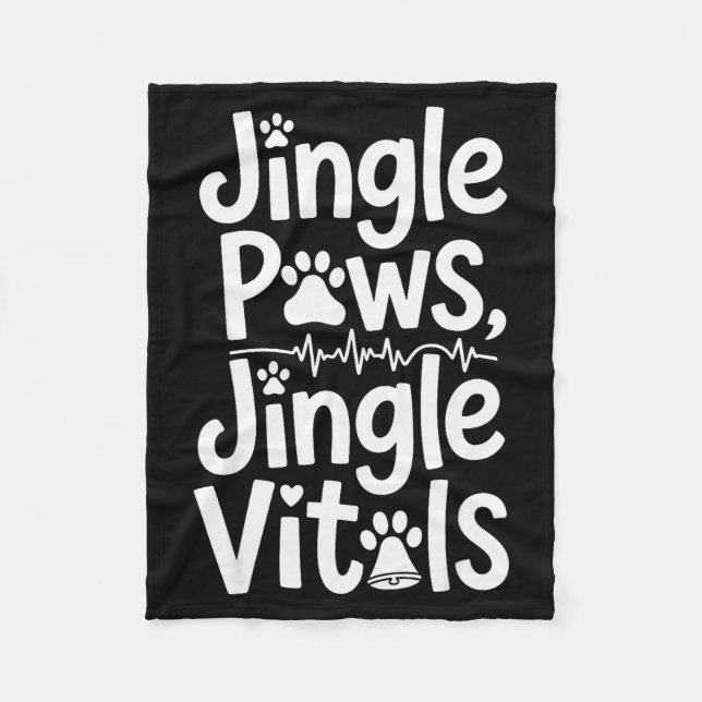 Jingle Paws Jingle Vitals Funny Vet Nurse Xmas  Fleecefilt (Framsidan)