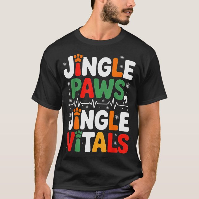 Jingle Paws Jingle Vitals Funny Vet Nurse Xmas  T Shirt (Framsida)