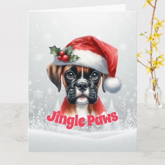 Jingle Paws och Boxer Dog Joy Holiday Kort (Gul blomma)