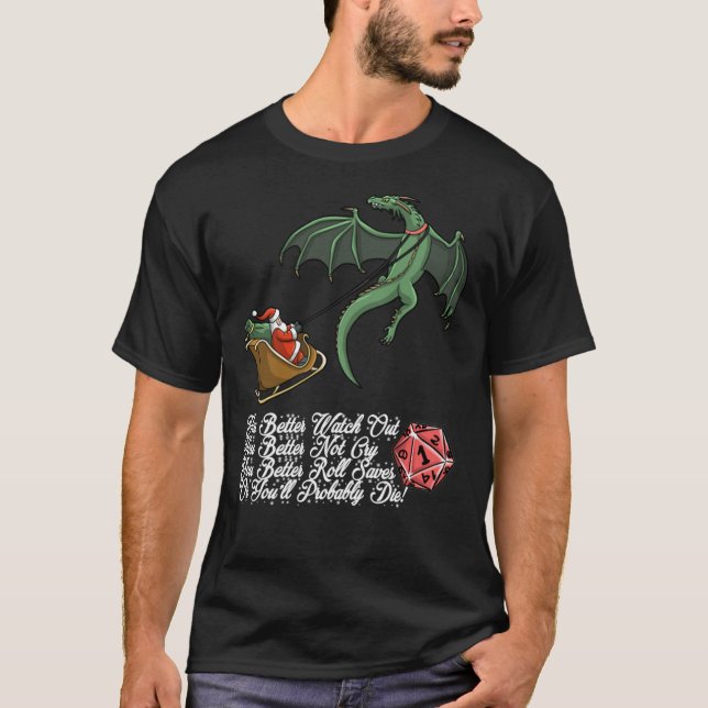 Jingle Santa Funny Dungeons and Dragons  T Shirt (Framsida)