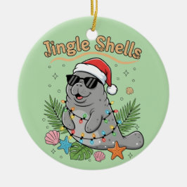 Jingle Shells Tropical Santa Manatee Christmas Julgransprydnad Keramik