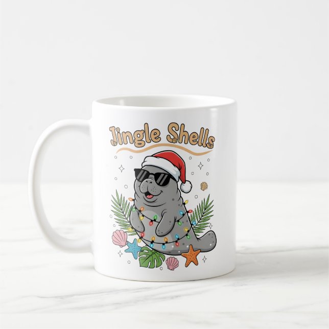 Jingle Shells Tropical Santa Manatee Christmas Kaffemugg (Vänster)