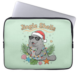 Jingle Shells Tropisk Tomte Manatér Jul Laptop Fodral