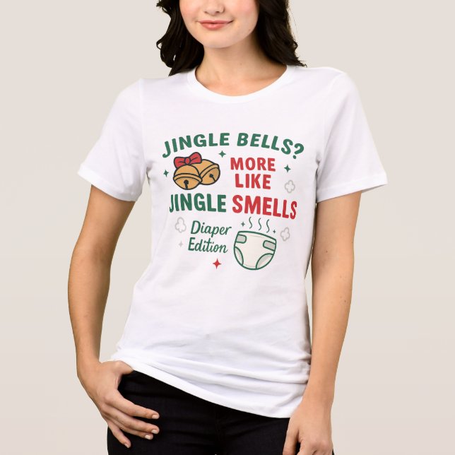 Jingle Smells Funny Mom Christmas Tee (Framsida)