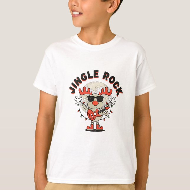 Jingle Sten Coola Reindeer with Guitar & Sunglasse T Shirt (Framsida)