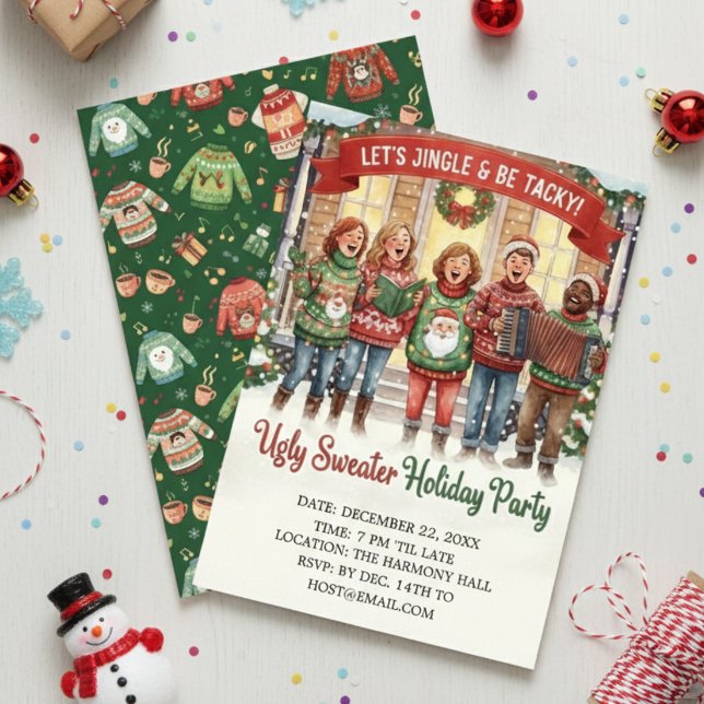 Jingle & Tacky Fula Jultröja Julsångare  Inbjudningar (Skapare uppladdad)