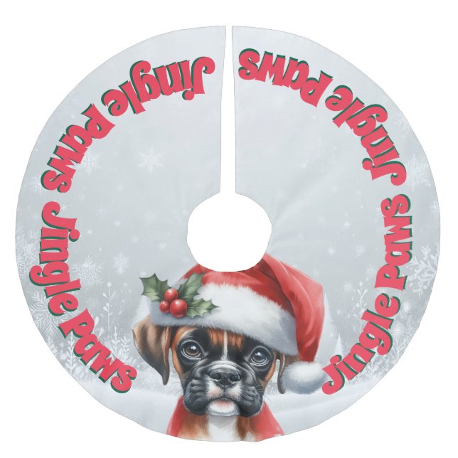 Jingle Tassar och Boxer Hund Joy Julgransmatta Borstad Polyester (Framsidan)
