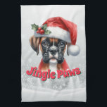 Jingle Tassar och Boxer Hund Joy Kökshandduk<br><div class="desc">Lägg till festcharm i köket med Jingle Tassar och Boxer Hund Joy Kitchen Towel. Den här mjuka och tåliga handduken har en lekfull boxare i en glad juldesign och är perfekt för helgdag,  bakning och dekorering. En roligt och ett praktiskt tillägg för hundälskare den här julhelgen.</div>