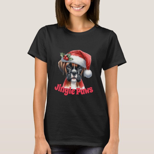 Jingle Tassar och Boxer Hund Joy T Shirt (Framsida)