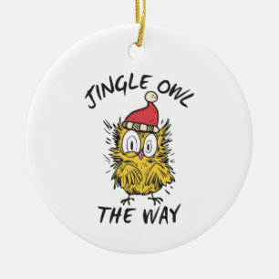 Jingle uggla vägen Rolig tomteuggla Julgransprydnad Keramik