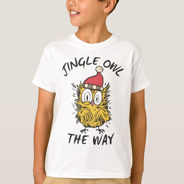 Jingle Uggla, vägen till Funny Santa Uggla T Shirt (Framsida)