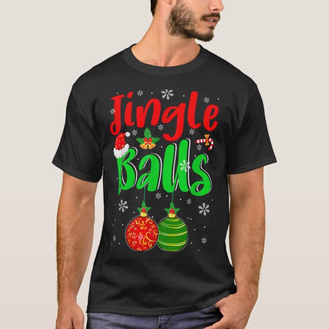 Jingle Xmas Funny Joke Costume Men Adult Couple  T Shirt (Framsida)