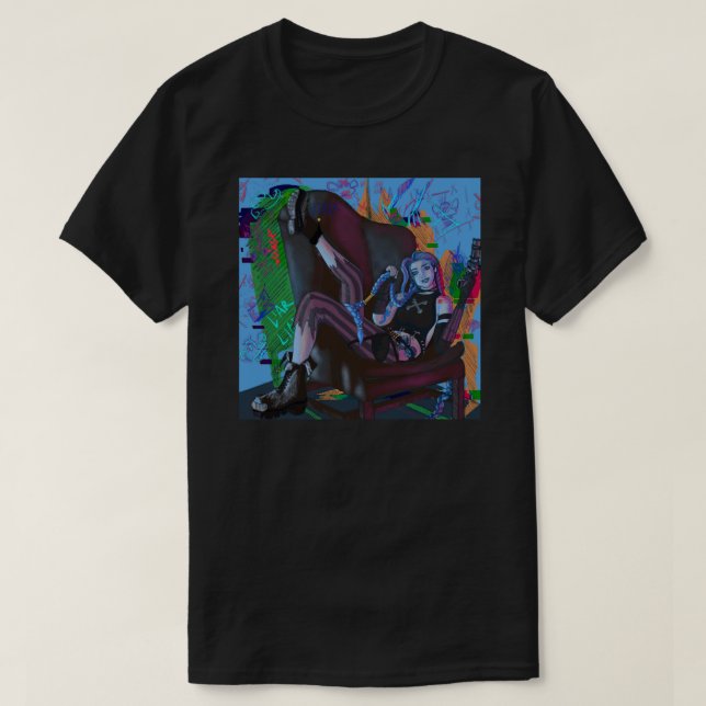 Jinx from Arcane fanart- Netflix Sticker.png T Shirt (Design framsida)