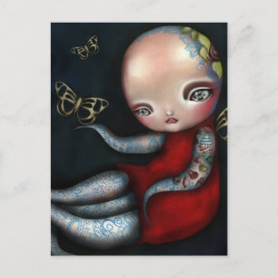 Jinxi Octopus Tattoo Girl Vykort