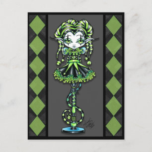 Jinxy Harlequin Pixie Stick Jester Fae-vykort Vykort