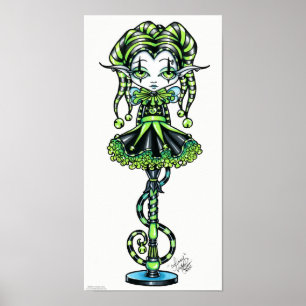 Jinxy Pixie Stick Grönt Jester Fairy Poster