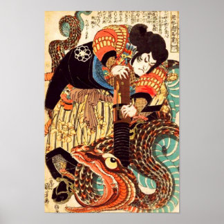 Jiraiya och Snake Kuniyoshi Japansk finkonst Poster