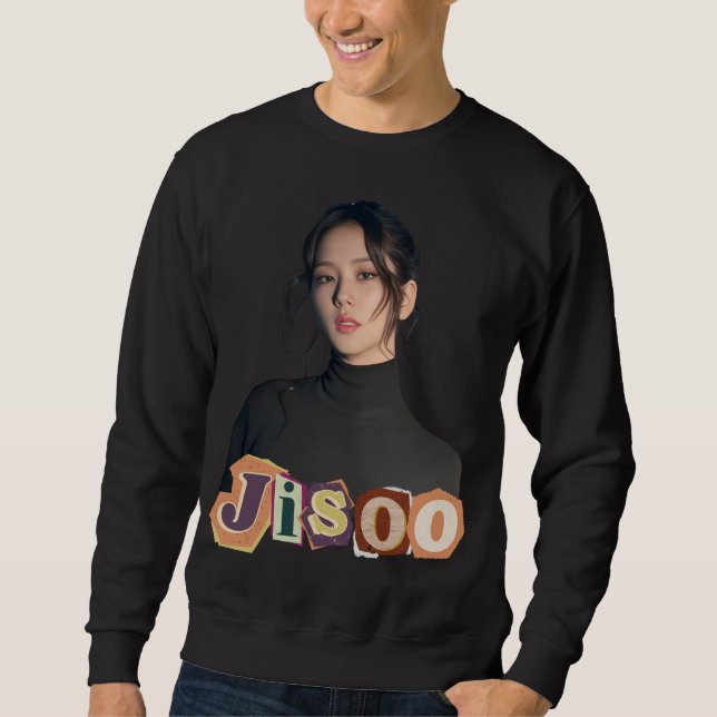 Jisoo - Classic Beauty in Monochrome Art Lång Ärmad Tröja (Framsida)