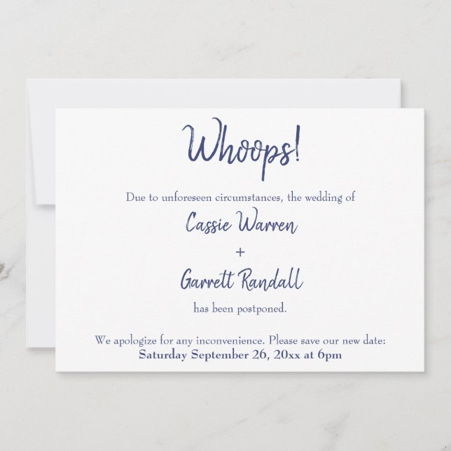 Jisses! Meddelande från Bröllop om sjövit uppskjut Inbjudningar (Framsida)