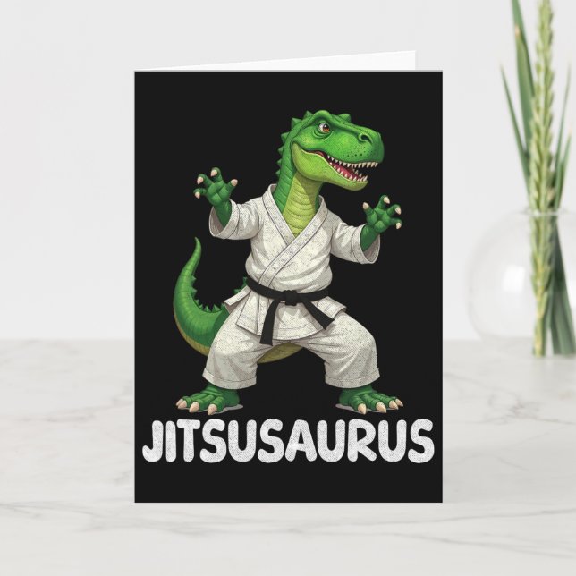 Jitsusaurus Dinosaur Karate Kampsport Kul Entusias Kort (Framsida)