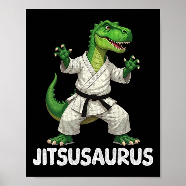 Jitsusaurus Dinosaur Karate Martial Arts Fun Enthu Poster (Framsidan)