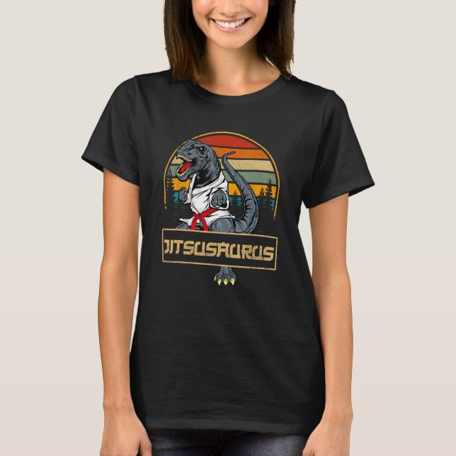 Jitsusaurus Funny Jiu Jitsu T-Rex BJJ MMA Martial T Shirt (Framsida)