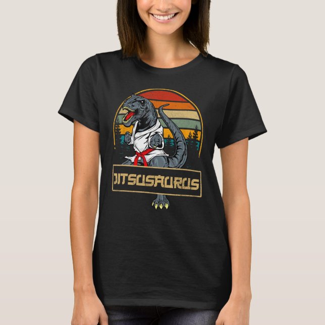 Jitsusaurus Funny Jiu Jitsu T-Rex BJJ MMA Martial T Shirt (Framsida)