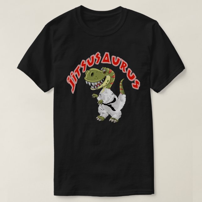 Jitsusaurus Funny Jiu Jitsu Trex Black Bälte T Shirt (Design framsida)