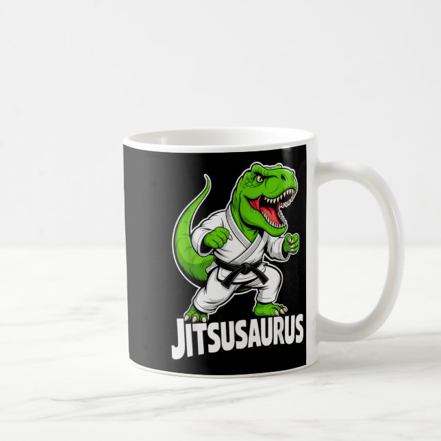 Jitsusaurus Rolig Dinosaur Grön T-rex Brasiliansk Kaffemugg (Höger)