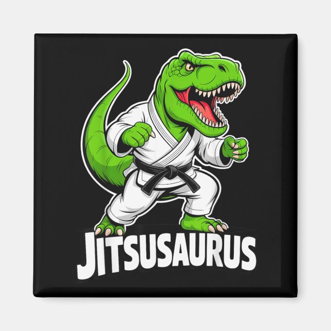 Jitsusaurus Rolig Dinosaur Grön T-rex Brasiliansk Magnet (Framsidan)