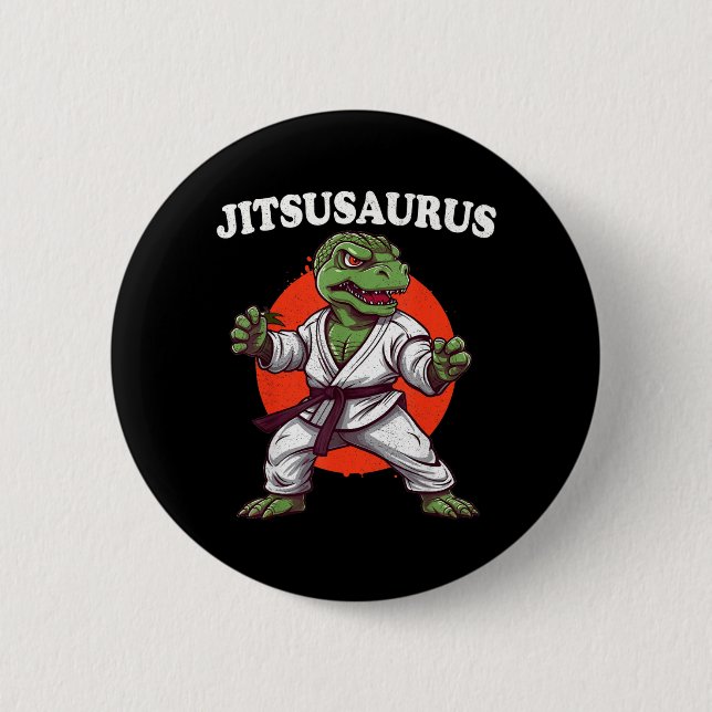 Jitsusaurus Rolig Jiu Jitsu Trex MMA Brasiliansk Knapp (Framsida)
